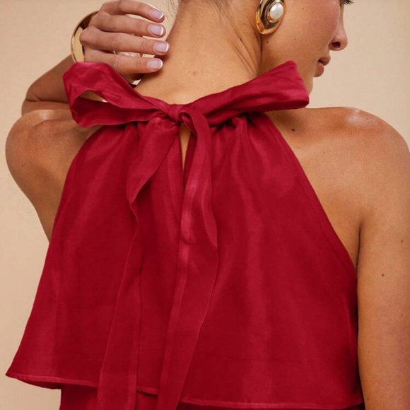 Rebellious Rose Red Halter Mini Dress 💌 - Picture 2 of 4